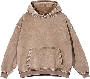 Sweats à capuche rétro délavés à l'acide pour hommes et femmes, broderie personnalisée, 100 % coton molletonné, écologiques, anti-plis, coupe oversize décontractée - Product Image 6