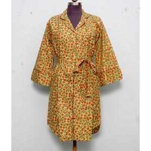 Chemise Kimono Bohème Mi-Longue pour Femme Indienne, en Coton Élégant, Vêtement de Nuit avec Ceinture à Nouer et Boutons Décoratifs, Coupe Ample et Confortable - Product Image 1