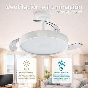 Ventilador de Techo con Luz de 72W y 7590lm, Ultra Silencioso, Invisible, con Control Remoto y Aspas Retráctiles, Luz Decorativa - Product Image 4