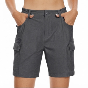 Shorts cargo en coton rouge pour homme, taille mi-haute, fermeture éclair, séchage rapide, anti-plis, écologiques, décontractés avec poches - Product Image 5