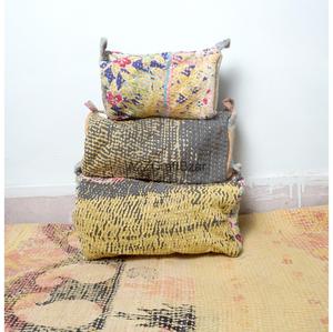 Kantha Quilted Eco-Friendly Waterproof Vintage Multi-Function Cosmetic Organizer Makeup Pouches Durable Zipper Tassel Cotton - Product Image 1