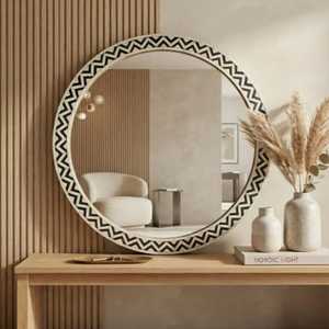 Classic Bone Inlay Modern Pattern Feng Shui Religious Luxury Decorative Handmade <b>Bathroom</b> <b>Wall</b> <b>Mirror</b> Frame - Product Image 5