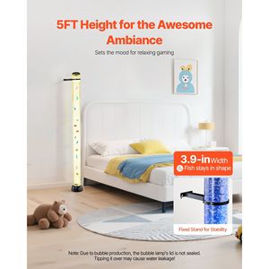 Lampada da Tavolo Sensoriale con Acquario a Bolle da 5 Piedi, 10 Pesci Galleggianti e 16 Effetti di Colore con Telecomando - Product Image 4