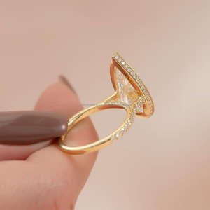 Igi/gia แล็บปลูกวินเทจ14K สีขาวทองแต่งงาน/หมั้นแหวน unisex เพชรของขวัญครบรอบปาร์ตี้กับลูกแพร์ตัดเพชร - Product Image 4