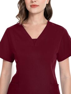 Unisex Denim Medical <b>Scrubs</b> Set V Neck <b>Scrub</b> <b>Top</b> Elastic Waist Nursing Uniform Hospital Suit Pockets Polyester Cotton - Product Image 2