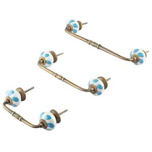 Poignée d'armoire en vrac faite à la main en céramique bleu clair ventilateur peint en gros commode Lot Vintage tiroir armoire porte tirer - Product Image 6