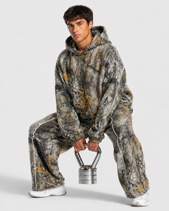 Camouflage <b>Men's</b> Oversized Contrastline Custom Hoodie Oversized Breathable Premium Cotton Fleece Casual <b>Pullover</b> <b>Mens</b> Sweatshirt - Product Image 6