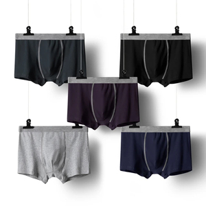 Calzoncillos bóxer de cintura media para hombre, de color sólido, tejidos, transpirables, 100% algodón, antibacterianos, lavables a máquina. - Product Image 6