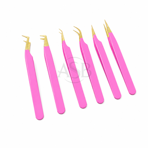 Pince à épiler professionnelle en acier inoxydable testée à la main, rose doré, avec logo personnalisé, légère, pour extensions de cils - Product Image 2