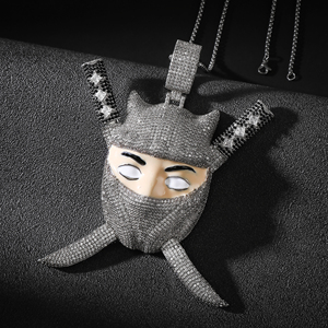 Pendentif Crâne de Pirate en Moissanite pour Homme, Argent 925, Masque Couronné Givré, Bijou Hip Hop Tendance, Collier Léger - Product Image 4
