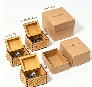 Boîte à musique en bois personnalisée avec mécanisme à manivelle et design gravé au laser pour cadeaux, souvenirs et promotions - Product Image 6