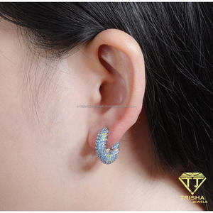 Wholesale 925 <b>Sterling</b> <b>Silver</b> Moissanite Diamond Wide <b>Hoop</b> <b>Earrings</b> Rose Gold <b>Silver</b> And Gold Tone Fashion Jewelry - Product Image 5