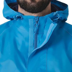 Veste imperméable à capuche pour homme, bleu clair, polyester, printemps, décontractée, fermeture éclair, coupe classique - Product Image 3