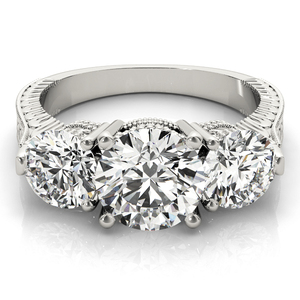IGI Certified Cut Lab Grown Diamond Three Stone Engagement Wedding Ring Rhodium 10K 14K 18K Gold 925 935 <b>Silver</b> Fine <b>Jewellery</b> - Product Image 3