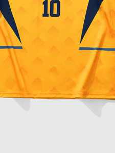 Maillot de football américain professionnel jaune marine en maille unie grande taille, sublimation frontale, chemise de match athlétique 100 % polyester - Product Image 3