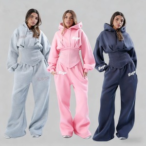 Tall Girl Friendly Set <b>Y2k</b> Clothing for Women Winter 2 Piece Set Custom Logo Cinched Waist Hoodie and Sweatpants <b>Tracksuit</b> - Product Image 6