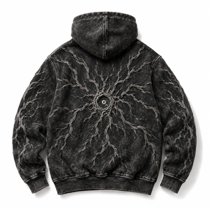 Sudadera con capucha de diseño 3D realista personalizado, estilo vintage con lavado ácido y gráfico en relieve, estilo urbano, para hombre. - Product Image 2