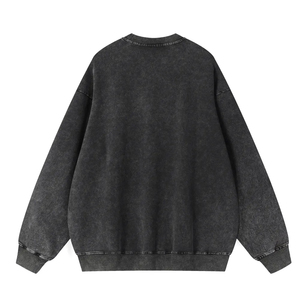 เสื้อสเวตเชิ้ตคอกลมผ้าฝ้ายวินเทจสุดหรู 100% สำหรับผู้ชาย ล้างสีแบบแอซิดวอช พิมพ์ลายดิจิตอลตามสั่ง - Product Image 6