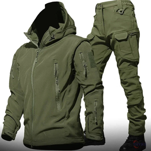 Men Camouflage Softshell Jacket and Pants <b>Set</b> <b>Waterproof</b> Windproof Outdoor Breathable Hiking Camping Trekking Workwear Suit - Product Image 3