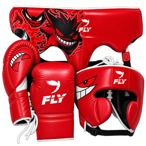 Guantes de Boxeo Fly de Cuero Blancos con Detalles Amarillos, Cierre con Cordones, Logotipo Personalizado, Diseño Elástico Ligero Unisex para Adultos - Product Image 1