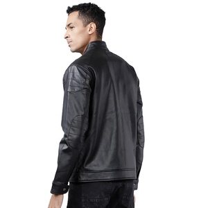 Veste en cuir de buffle véritable en cuir de vachette personnalisable pour hommes avec fermeture à glissière à col montant pour l'hiver-Service OEM disponible - Product Image 4