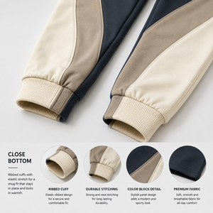 <b>Men</b>’s Premium Color Block Tracksuit <b>Set</b> Full Zip Hooded Sweatshirt Jogger Pants Custom Sportswear Casual Streetwear - Product Image 5