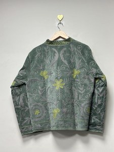 New Suzani Exclusive Handmade Green Velvet Jacket Hand Embroidered Floral Boho <b>Cardigan</b> <b>Coat</b> Fresh Beauty Outwear Winter Blazer - Product Image 4