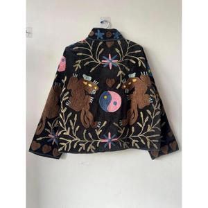 Stylish Handmade Embroidered <b>Animal</b> <b>Pattern</b> Blazer Women Full Sleeve Turn-down Collar Regular Length Woven Fabric Autumn Style - Product Image 3
