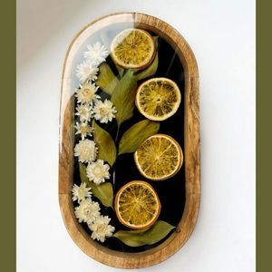 Customized Resin Art Wooden Serving <b>Tray</b> For Luxury Home Kitchen And Decorative Centerpiece Display Purpose - Product Image 1