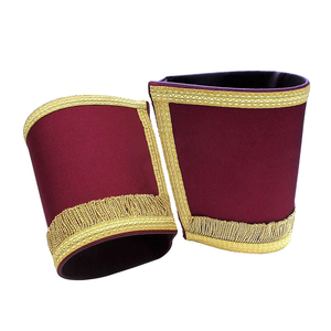 Al por mayor: Par de puños masónicos y par de guantes, tela de delantal bordada a mano con parche de bordado masónico - Product Image 5
