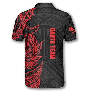 Chemise de fléchettes pour hommes à imprimé tribal personnalisé rouge et noir, impression 3D intégrale, vente chaude - Product Image 3