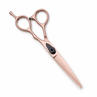 Ensemble professionnel de ciseaux de coiffure et d'éclaircissage en acier inoxydable rose doré avec poignées en plastique pour salon de coiffure