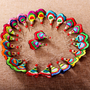 Wholesale Chinese Vintage Ethnic Cloth Embroidered Beaded <b>Earrings</b> - Product Image 6