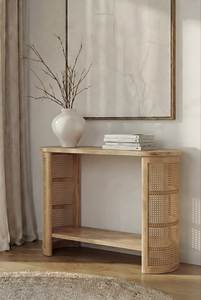 Designer Rattan <b>Console</b> <b>Table</b> Natural Cane <b>Storage</b> Cabinet with Elegant Wooden Construction for Modern Homes - Product Image 1