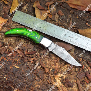 Cuchillo Plegable Multifuncional de Acero de Damasco de Alta Resistencia UA Supplies con Mango de Madera Pakka, Hoja de 2.5mm, Longitud Total de 7.5" OEM/ODM - Product Image 5