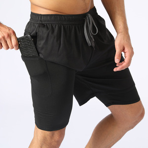 Shorts Bermuda Sportifs Noirs pour Hommes à Taille Mi-Haute avec Cordon de Serrage, Poches Latérales, Tissu Polyester à Séchage Rapide - Product Image 1