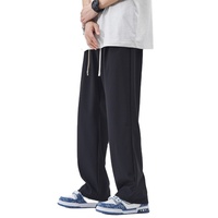 Pantalon décontracté pour homme, coupe droite ample, léger, en soie glacée, jambe large, fluide, coupe-vent, avec logo personnalisé brodé ou imprimé OEM