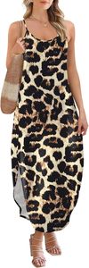 Robe longue tropicale décontractée pour femme, bretelles spaghetti, style vacances hawaïennes - Product Image 2