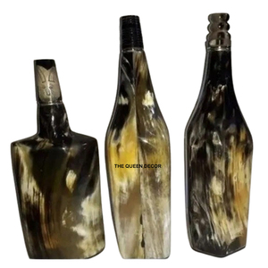 Vase à fleurs moderne en forme de bouteille, en corne naturelle artisanale, 100% corne de buffle naturelle polie - Product Image 1