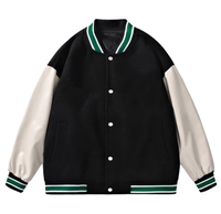 Veste universitaire unisexe en toile marron et blanche, col montant, fermeture à boutons recouverts, coupe régulière, coupe-vent, hiver, couleur unie