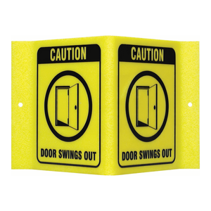 Panneau de signalisation de sécurité pour porte battante - Intérieur/Extérieur - Plastique imprimé UV - Panneau pliable sur pied - Product Image 1
