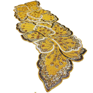 Premium Design Beaded <b>Table</b> <b>Runner</b> Featuring Hand Embroidery Accents Sparkling Handmade Beaded <b>Table</b> Decor With Glass Seed Beads - Product Image 1