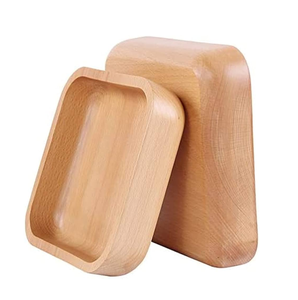 Bol en bois d'acacia carré 100% naturel, en bois massif, écologique, pour nouilles, fruits et salades. - Product Image 1