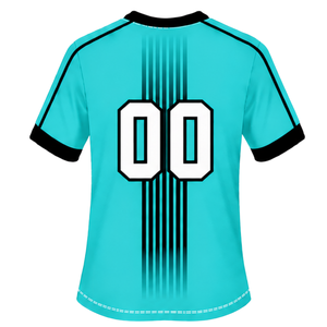 Camiseta Deportiva de Rugby Negra Turquesa de Manga Corta con Cuello Redondo, Transpirable, para Entrenamiento de Equipo, Uniforme Deportivo de Alto Rendimiento - Product Image 2