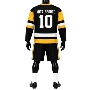 Conjunto de Hockey sobre Hielo Negro y Amarillo, Jersey y Pantalones Cortos Sublimados, Uniforme Deportivo para Equipo, Ropa de Entrenamiento de Manga Larga - Product Image 2