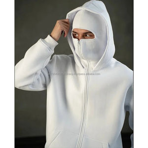 OEM Unisex <b>Zipper</b>-Up Balaclava Hoodie Integrated Thick Fleece Face Mask Custom Logo Winter Pullover for Men Women Streetwear - Product Image 1