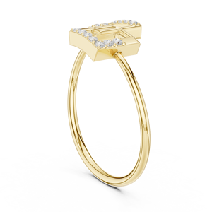 Anillo de oro macizo de 14k para mujer con diamante de corte redondo minimalista de doble cuadrado, ideal para regalo, compromiso, aniversario, boda. - Product Image 4
