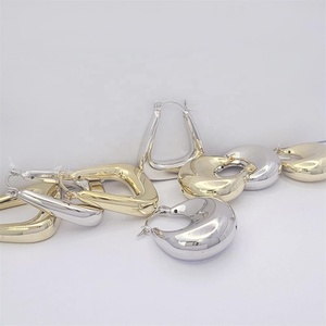 Gold Plated <b>Silver</b> Zircon Fashion Hook Shape Leaf Style 4-Layer Plated Chunky <b>Huggies</b> Earrings for Anniversaries - Product Image 6