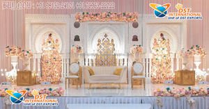 Configuración de escenario de boda tradicional Rajasthani, paneles de puerta de estilo tradicional para bodas Rajwada, paredes traseras de fibra de boda para escenario - Product Image 6