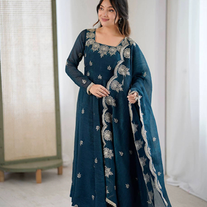 Ramdev Trading Crunchy <b>Silk</b> Heavy Quick Dry Digital Print Modern Style Women's <b>Kurta</b>/Kurti Wedding/Party/Diwali All Seasons - Product Image 1